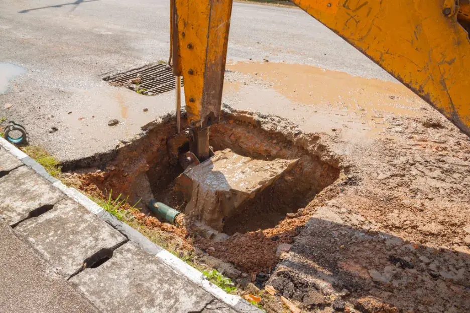 Sewer lateral excavation for repair